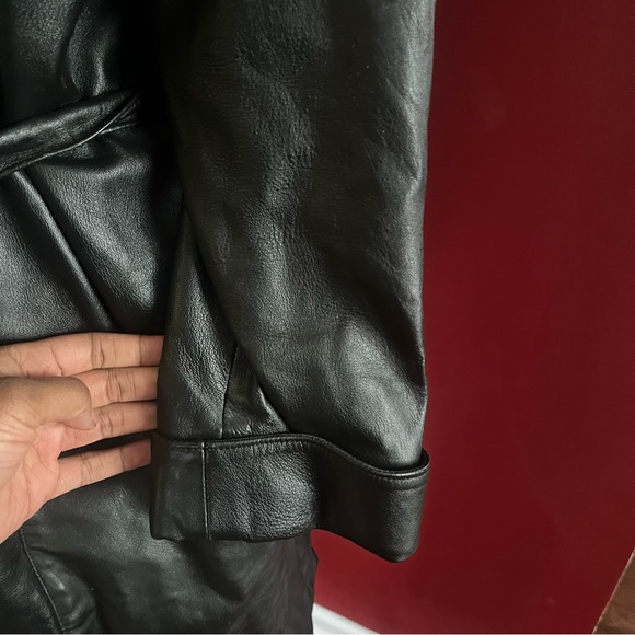 Excelled Collection Belted Leather Trench Coat - Picture 16 of 16